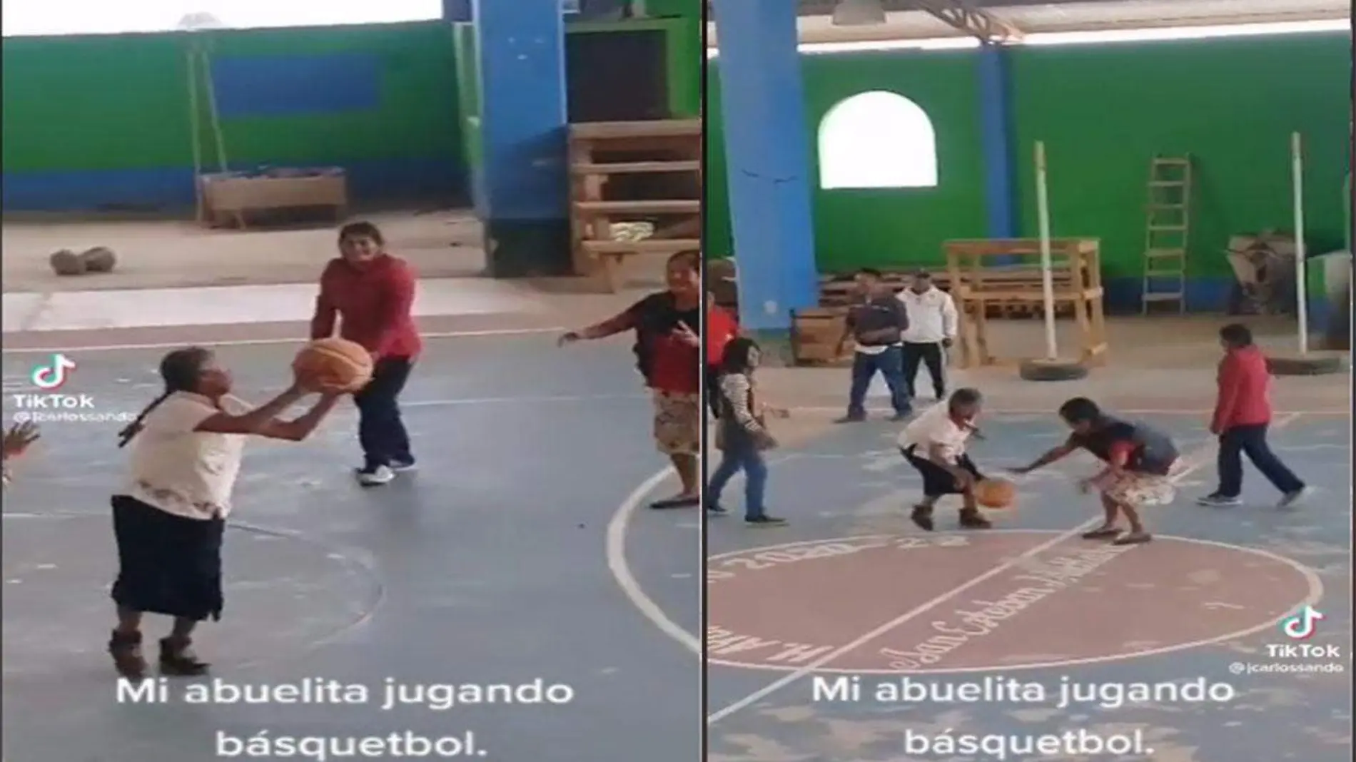 Abuelita jugando basquetbol